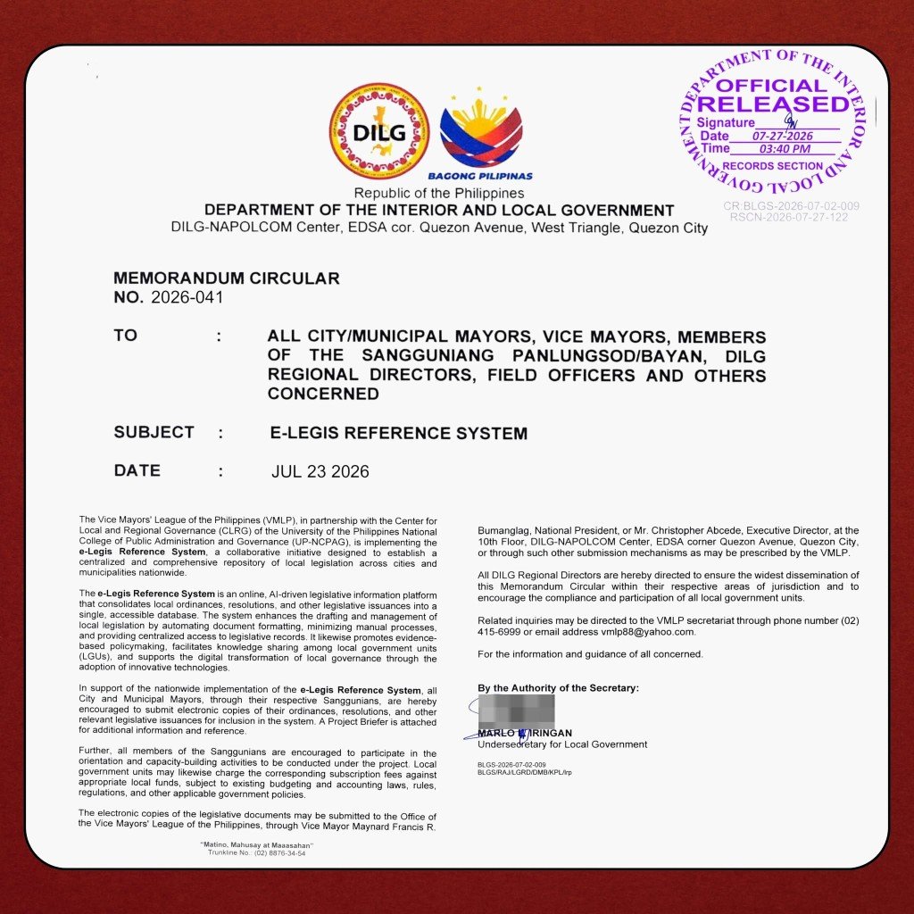 DILG Memorandum Circular No. 2026-041